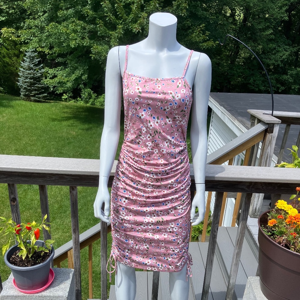 SHEIN pink floral mini dress